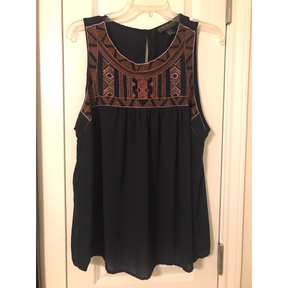 Navy Embroidered Tank